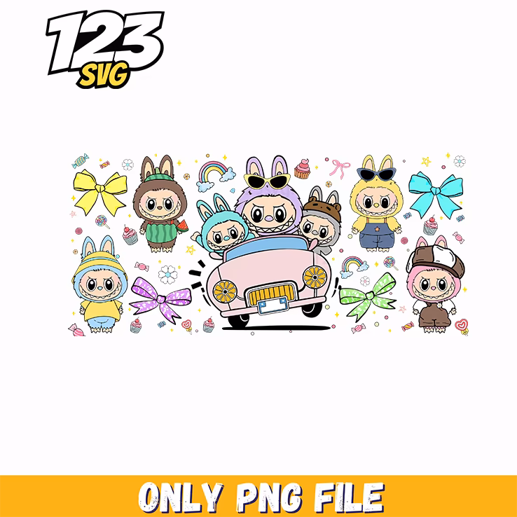 labubu road trip kawaii png, kawaii road trip png, kawaii road trip stickers