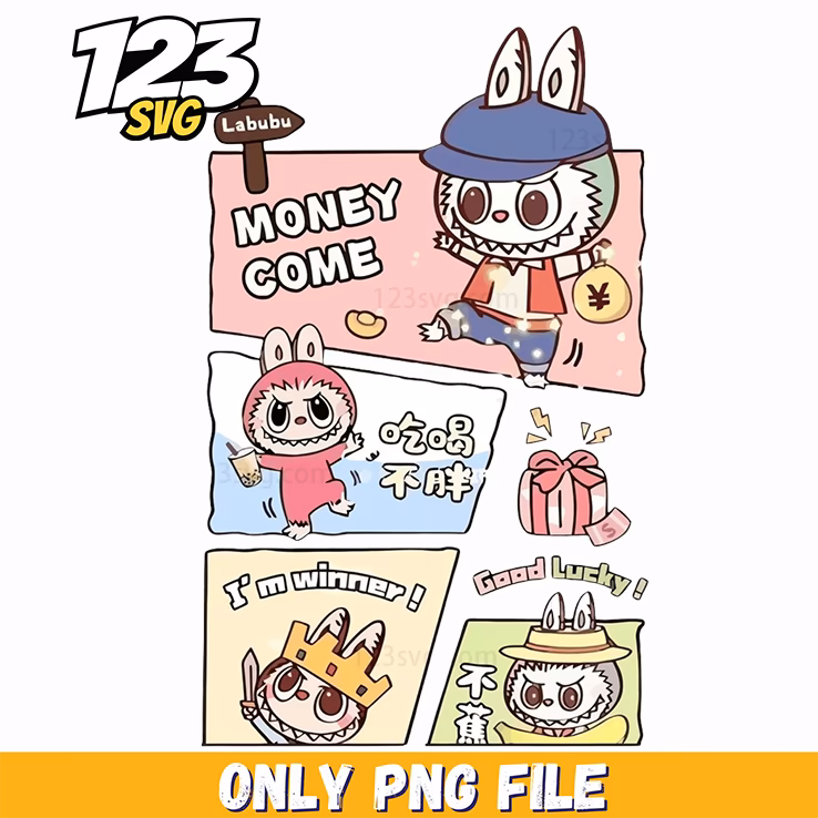 money themed labubu png, labubu png money, labubu money png free