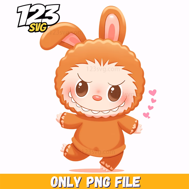 orange bunny labubu png, labubu png, labubu png clipart