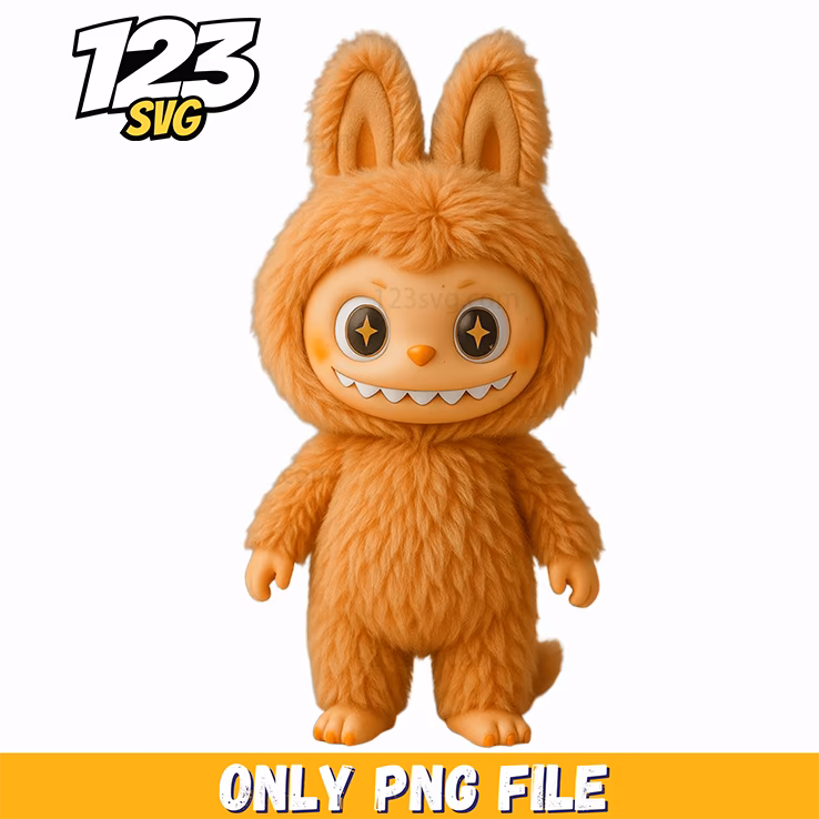 orange fluffy labubu png, cute labubu free png, labubu cute fluffy anime