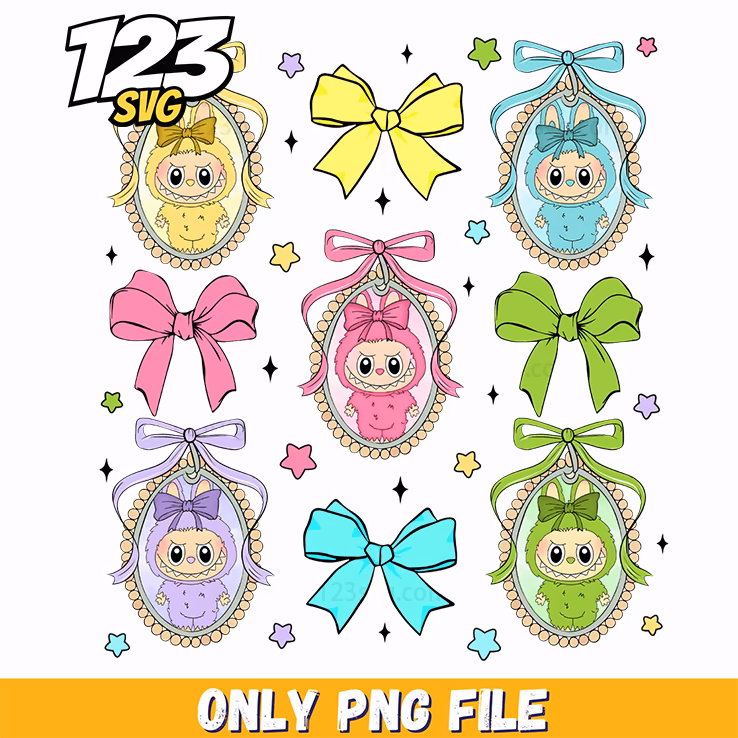 ornament bow labubu bundle png, labubu ornament bow, labubu bundle ornament bow