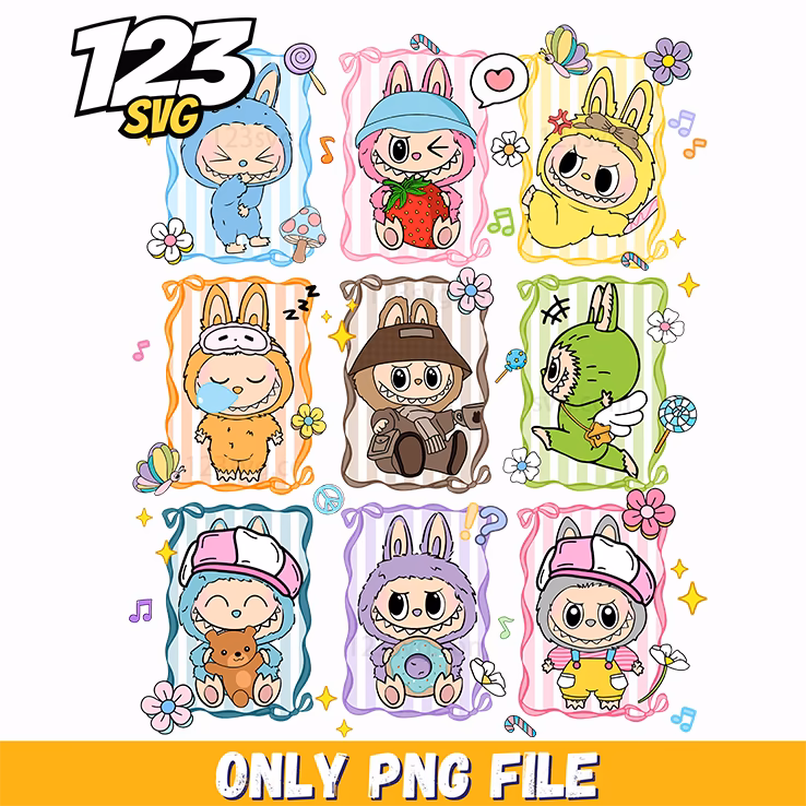 pastel bunny grid bundle png, pastel bunny grid, pastel bunny png