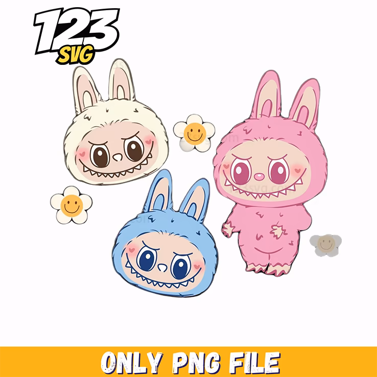 pastel bunny trio png, pastel bunny png, pastel bunny trio