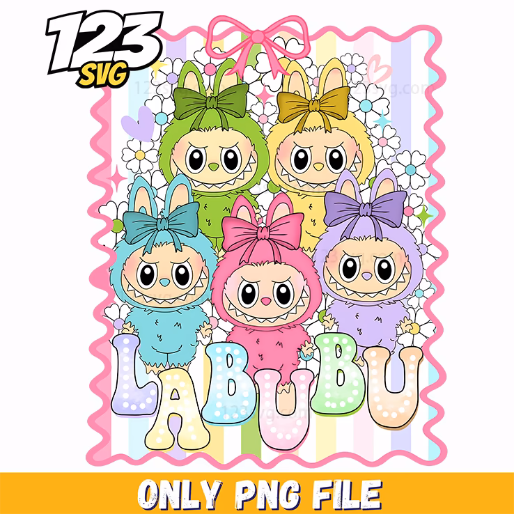 pastel friends labubu frame png, labubu frame art, labubu frame drawing