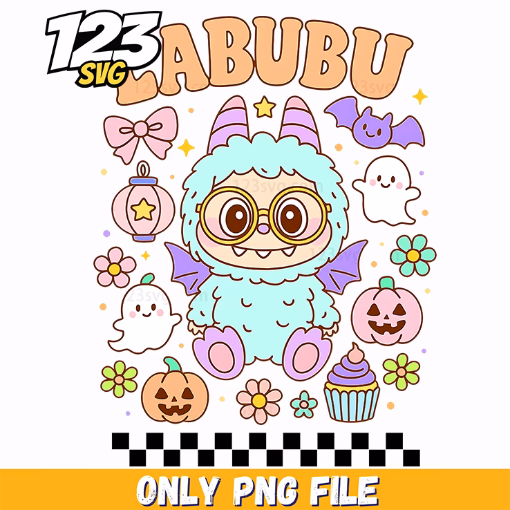 pastel halloween labubu png, pastel halloween png, halloween labubu design