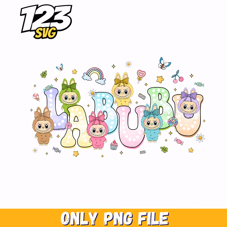 pastel labubu letters png, labubu letters png, labubu letters