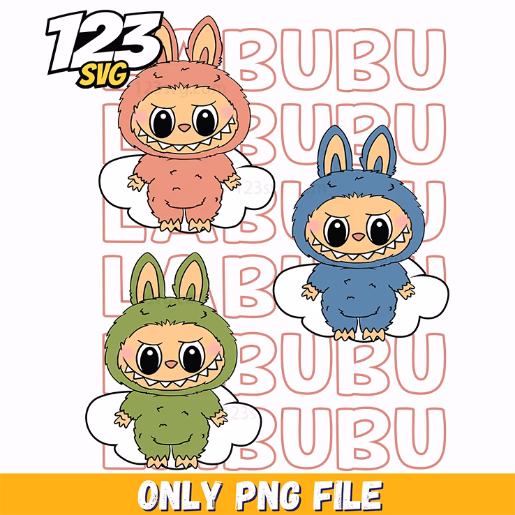 pastel labubu trio png, labubu trio pastel, labubu pastel trio