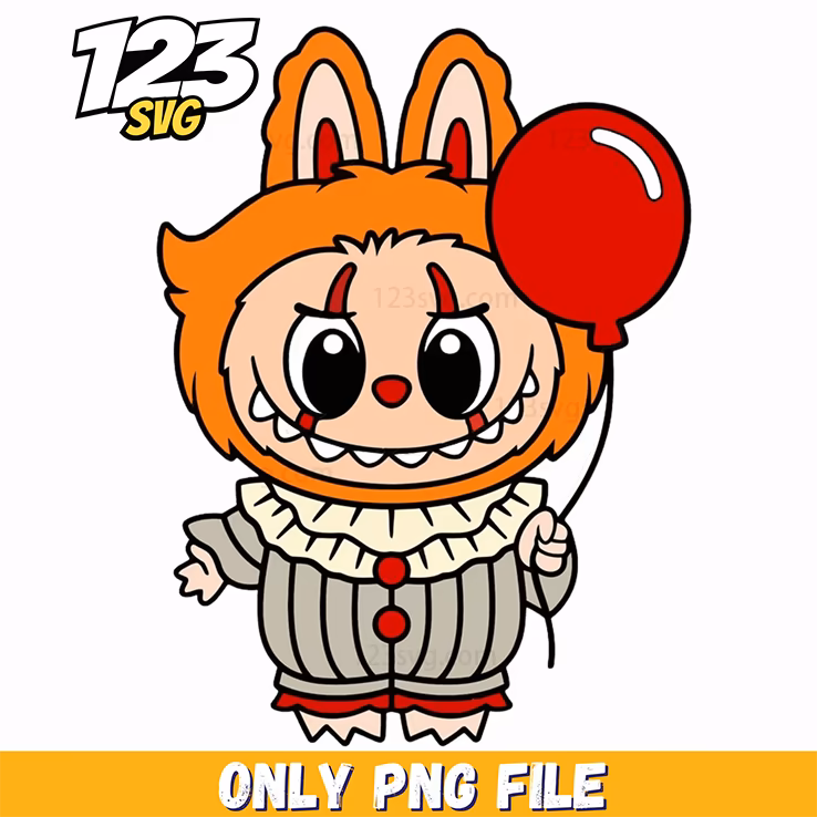 pennywise labubu png, clown labubu png, labubu clown png