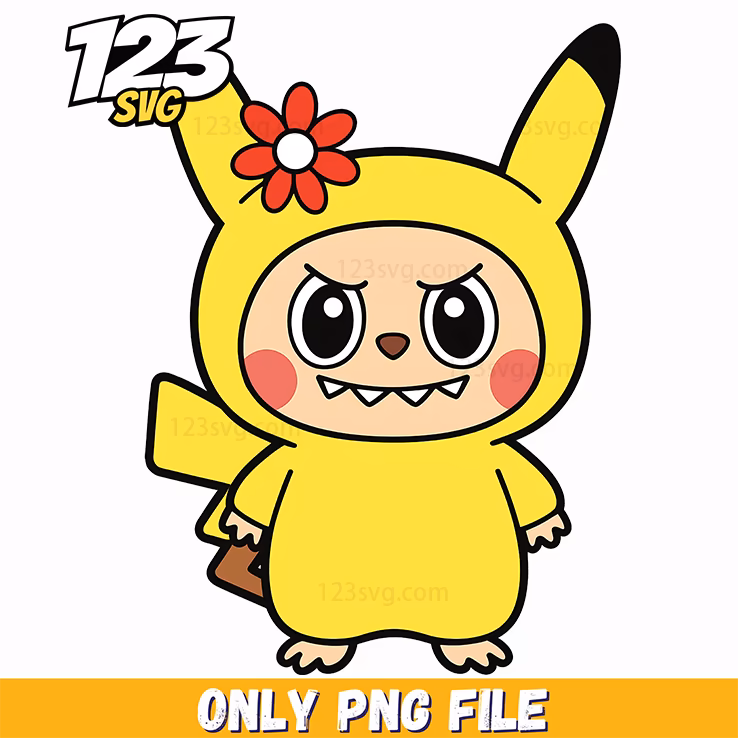 pikachu inspired labubu png, labubu png, labubu cute png