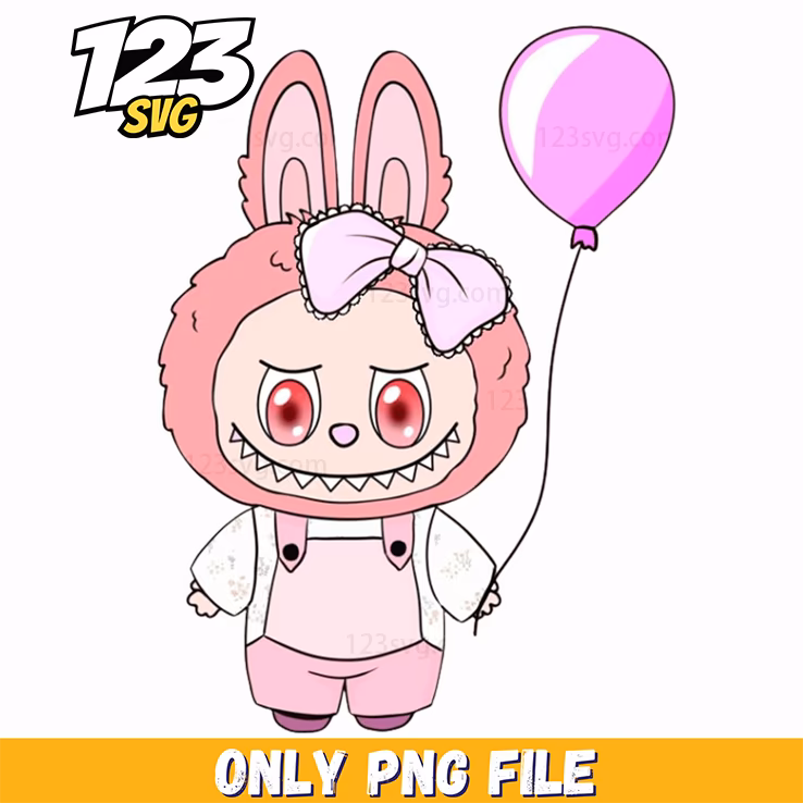 pink balloon labubu png, labubu png download, labubu balloon png