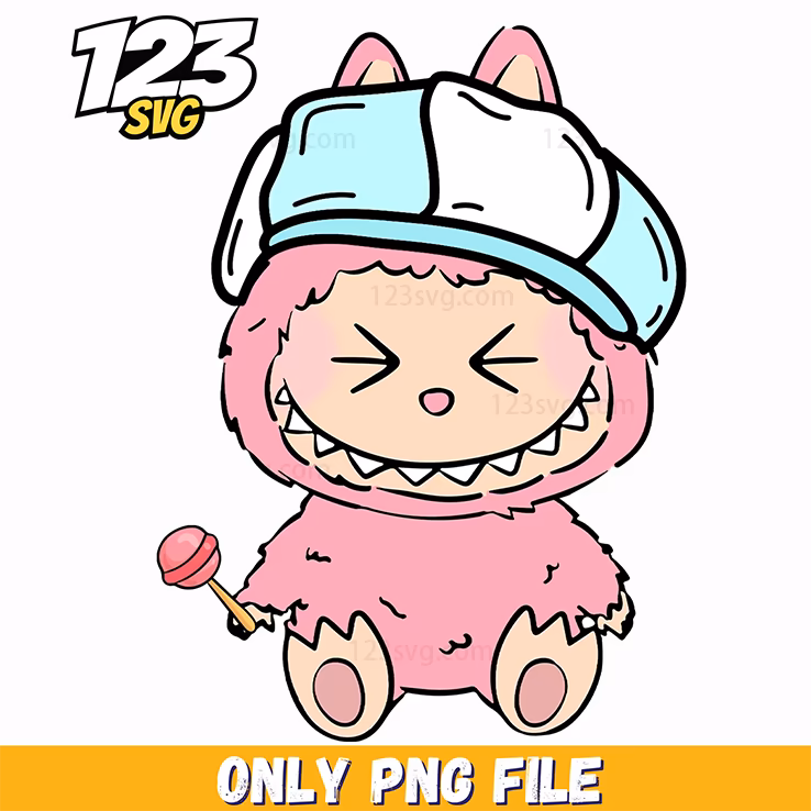 pink cap labubu png, labubu png, labubu png clipart