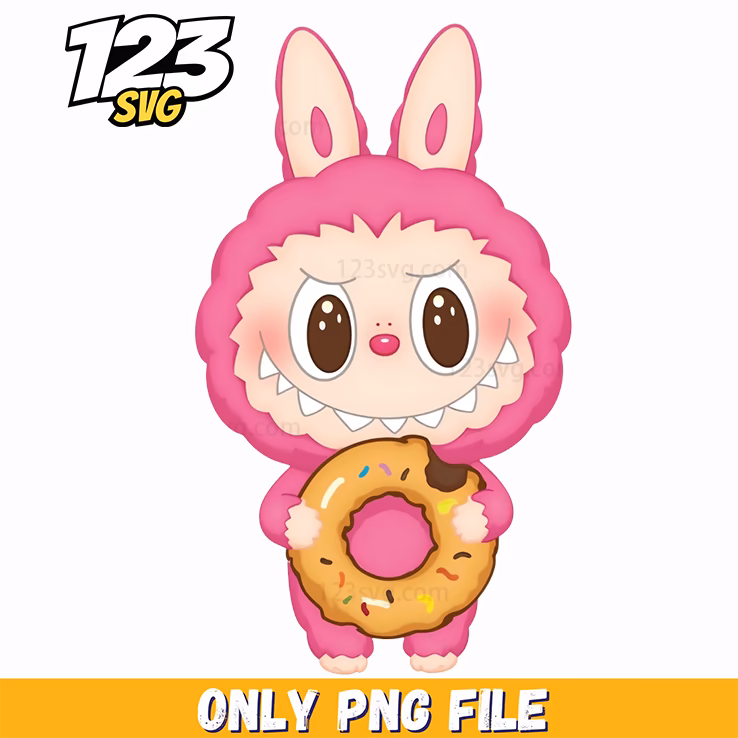 pink donut bunny png, pink donut bunny clipart, donut bunny illustration