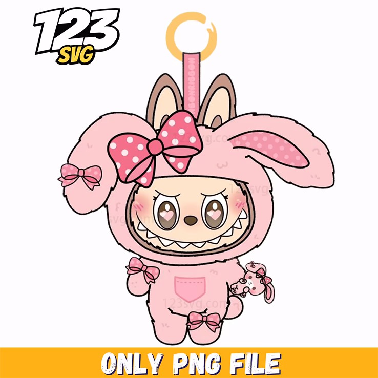 pink floppy bunny labubu png, labubu png images, bunny labubu png