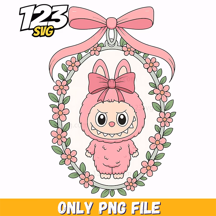 pink floral bunny frame png, pink floral bunny png, bunny frame floral design