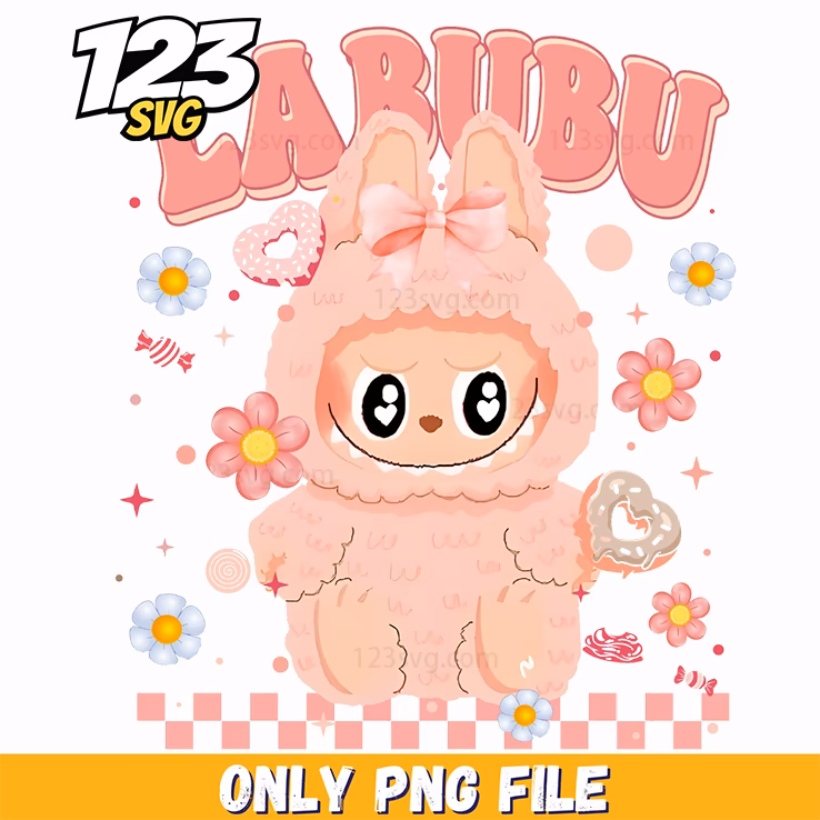 pink floral labubu png, labubu png images, labubu png files