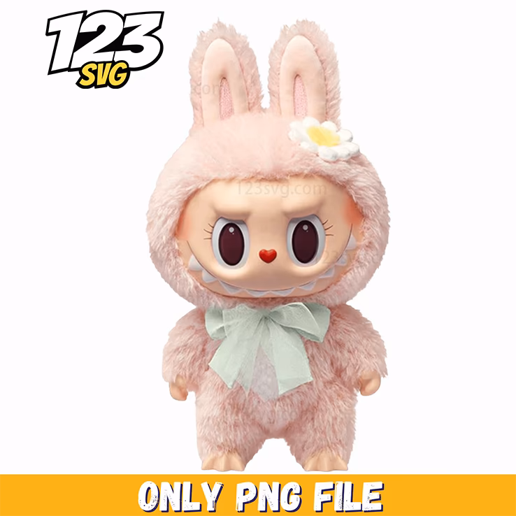 pink fluffy bunny doll png, cute pink bunny figurine, pink plush bunny doll