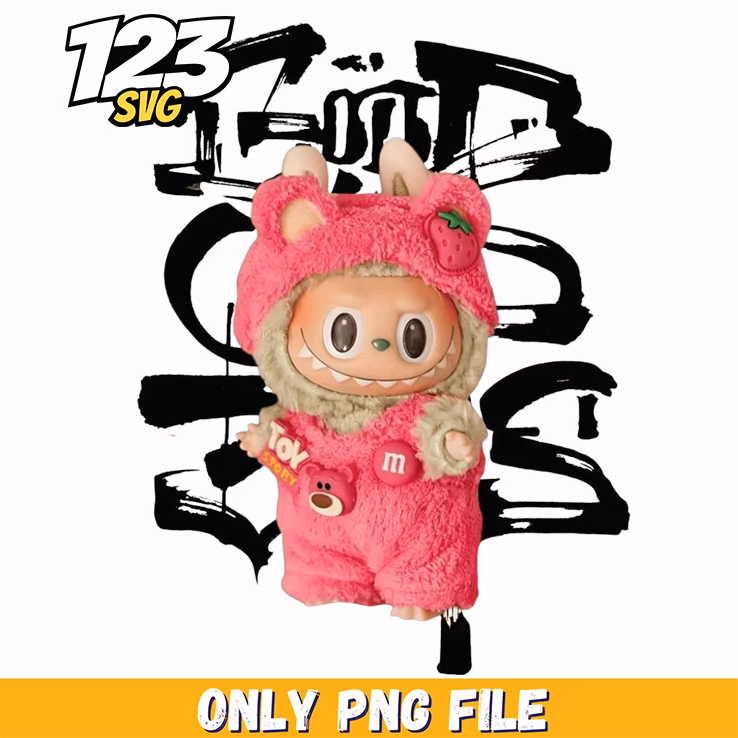 pink graffiti labubu png, labubu png graffiti, labubu graffiti png