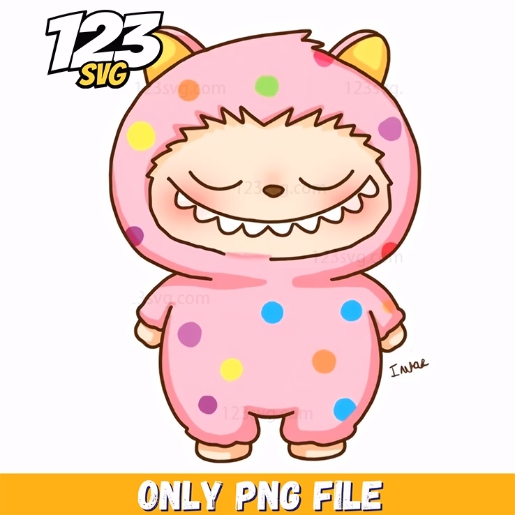 pink sprinkle labubu png, labubu png, labubu png clipart