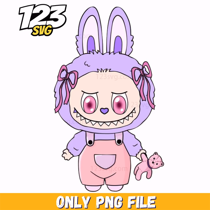 purple baby labubu png, labubu png, adorable labubu png