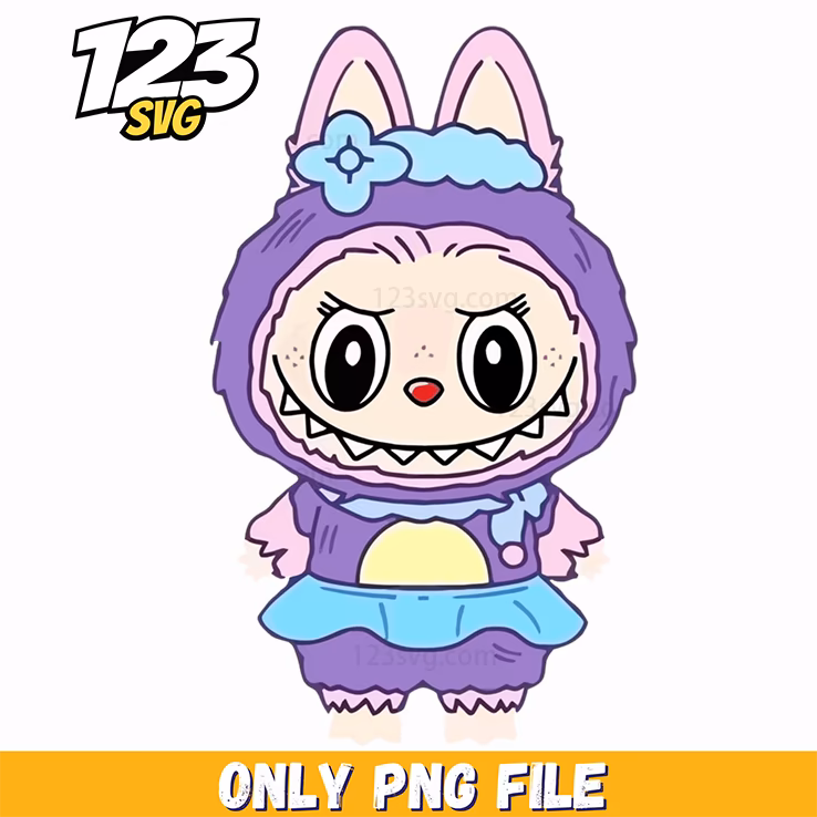 purple bear labubu png, labubu png, labubu png clipart