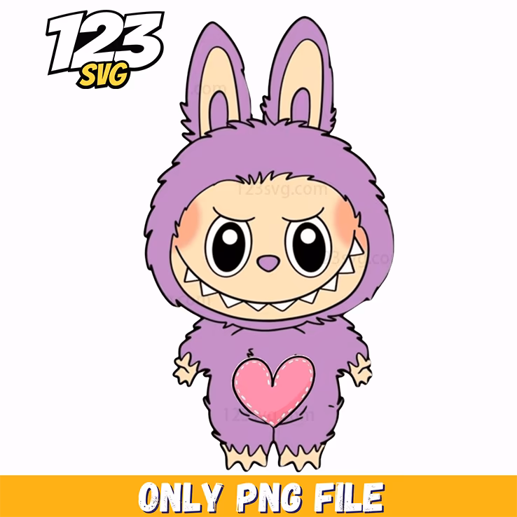 purple heart labubu png funny png, labubu funny png, labubu funny images