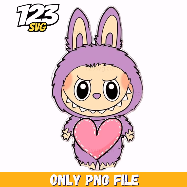 purple heart labubu png, labubu png, labubu png clipart