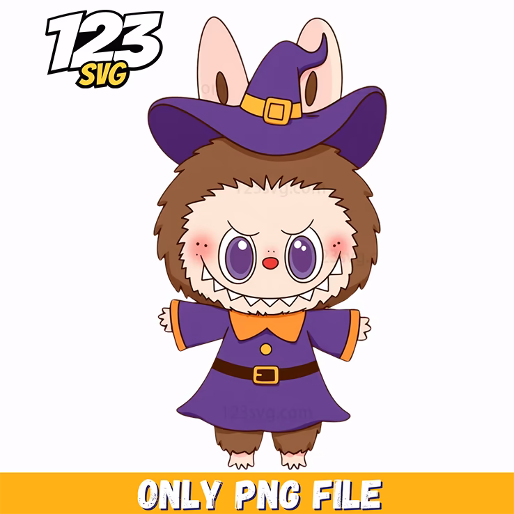 purple witch labubu png, labubu png, labubu character design