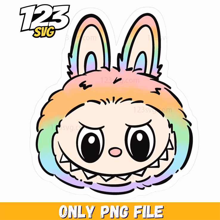 rainbow bunny sticker labubu png, colorful bunny stickers labubu, bunny labubu stickers and prints