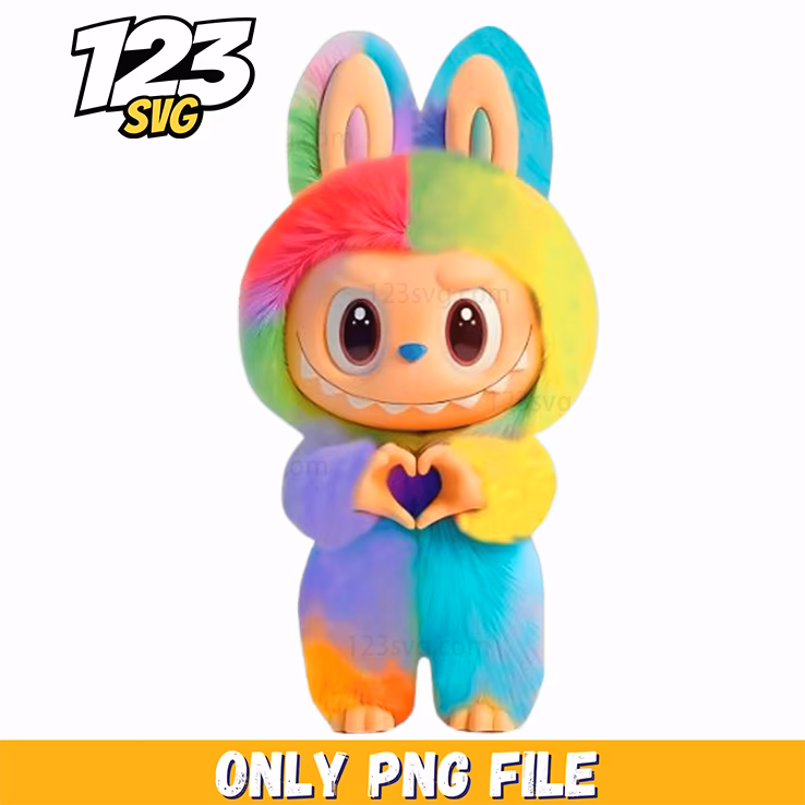 rainbow pastel labubu png, labubu pastel rainbow, pastel labubu rainbow colors