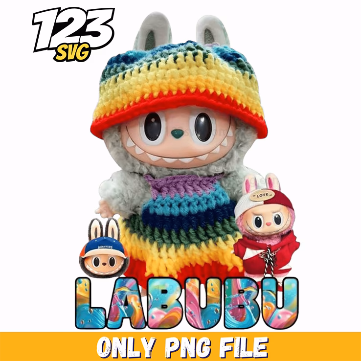 rainbow sweater labubu png, labubu sweater, labubu clothing