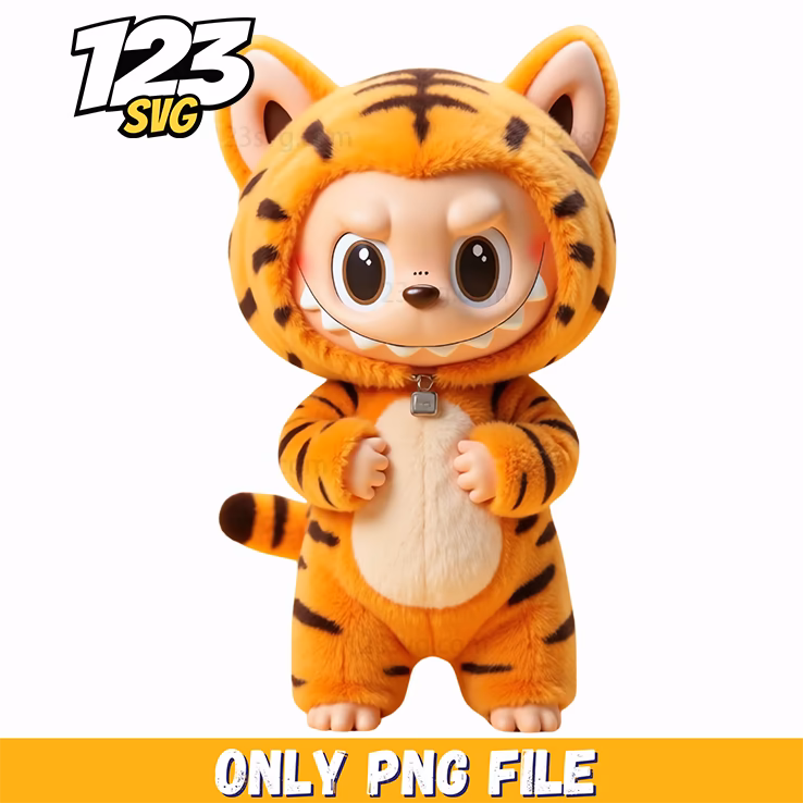 realistic tiger bunny labubu png, tiger labubu png, labubu realistic png