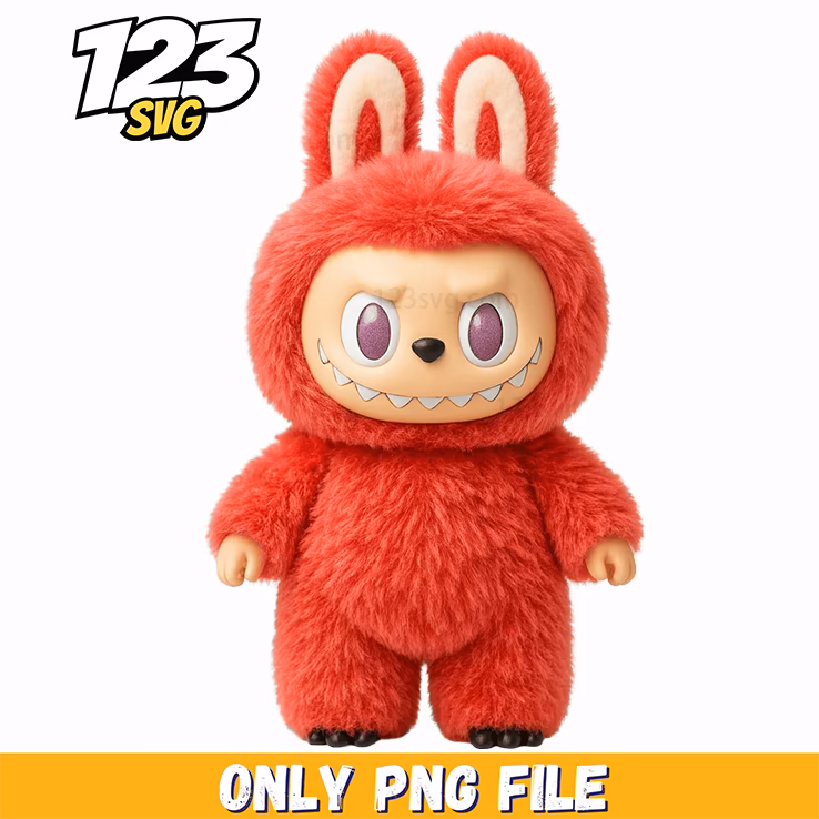 red fluffy bunny labubu png, labubu cute characters, labubu cute anime girl