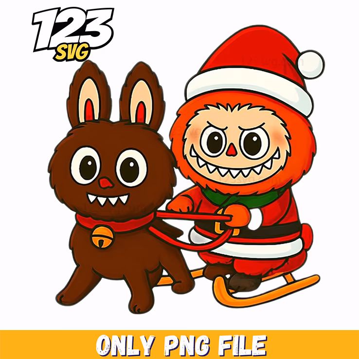 santa claus labubu png, labubu christmas png free, christmas labubu coloring