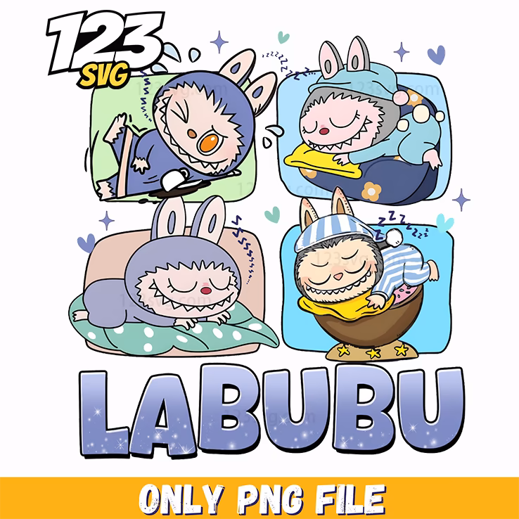 sleeping labubu collage png, labubu drawing png, labubu drawing ideas