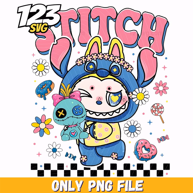stitch labubu png, labubu stitch, stitch labibu png
