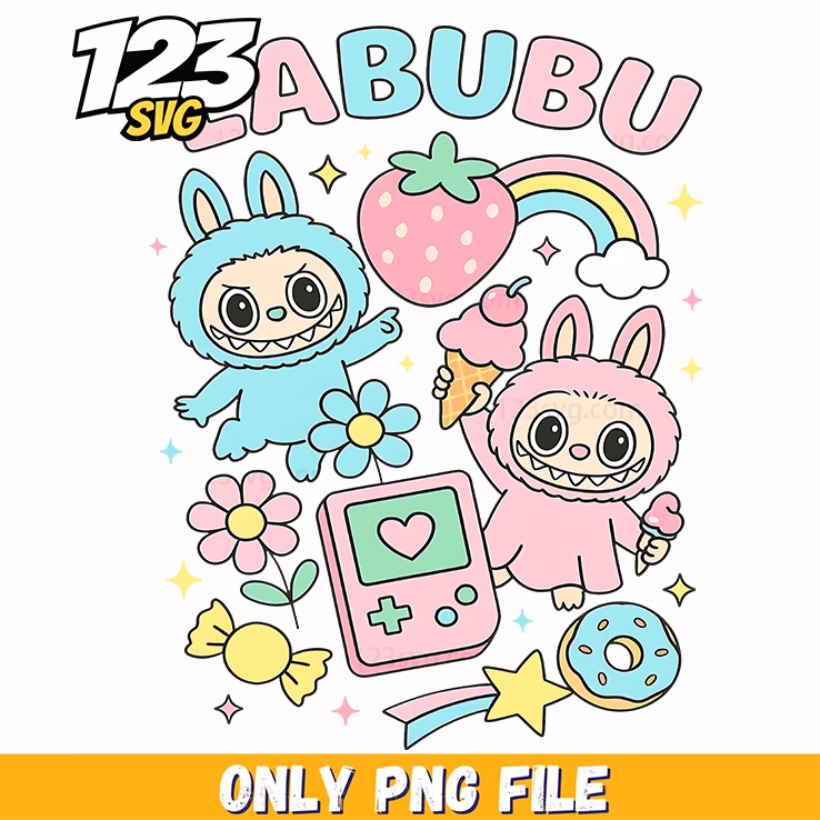 strawberry bunny labubu png, labubu characters, labubu bunny images