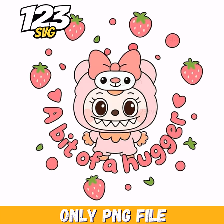 strawberry kawaii labubu png, labubu kawaii strawberry, strawberry labubu kawaii illustration