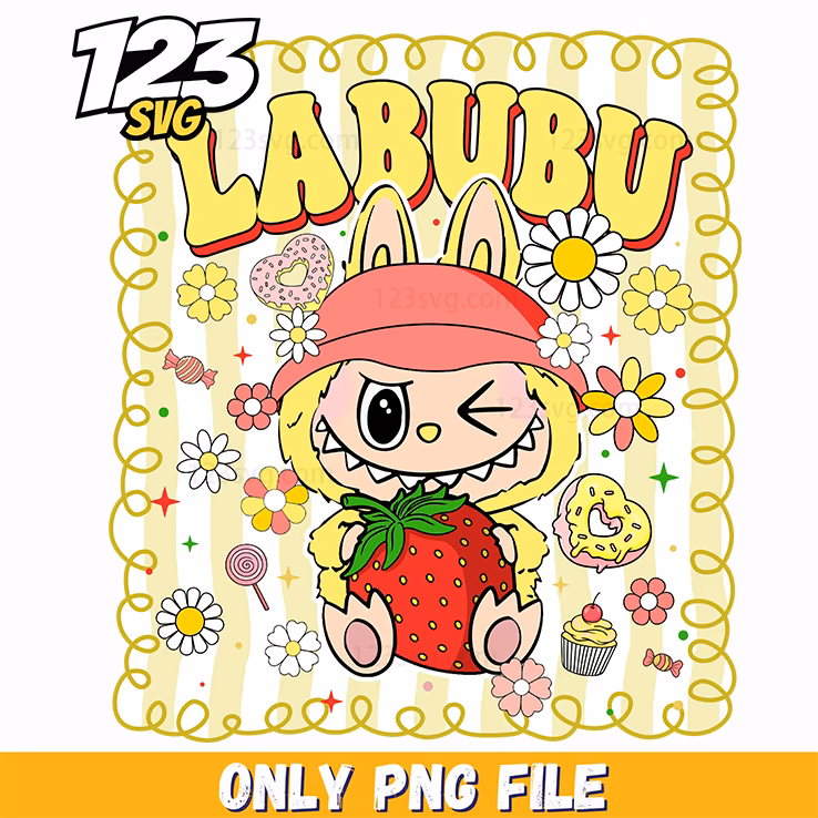 strawberry labubu aesthetic png, labubu aesthetic, strawberry labubu png