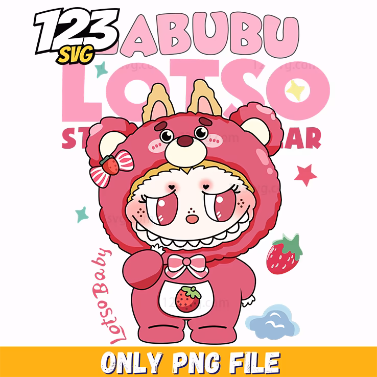 strawberry labubu png, strawberry labubu, labubu strawberry png free