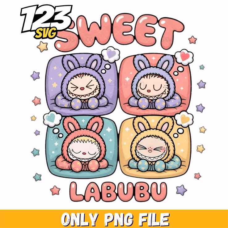 sweet labubu collage png, labubu collage, labubu png