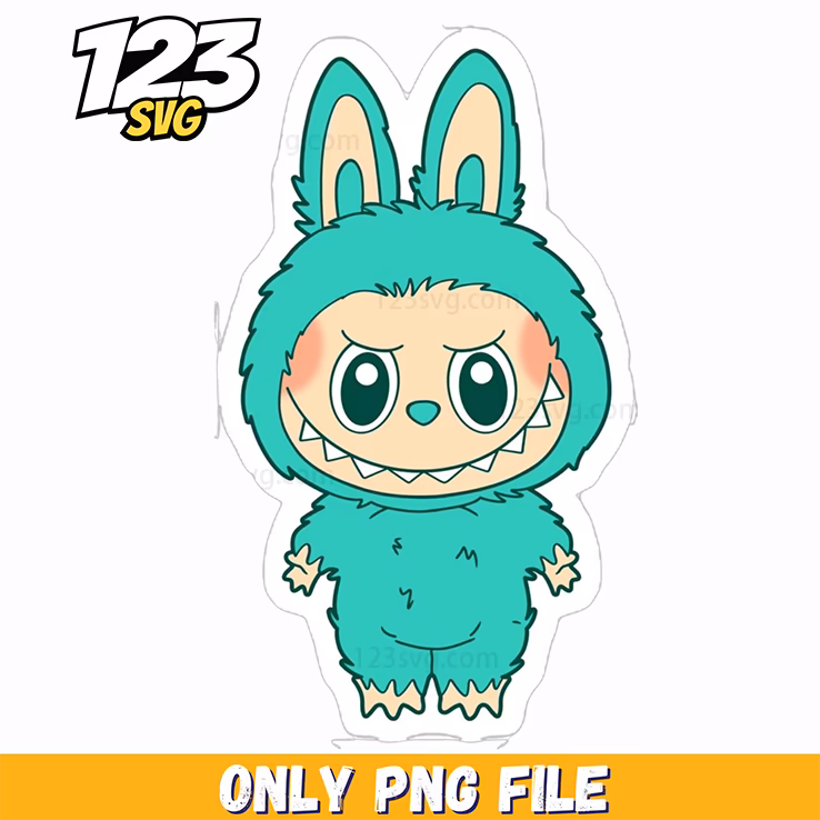 turquoise bunny labubu png, labubu png, labubu png free download