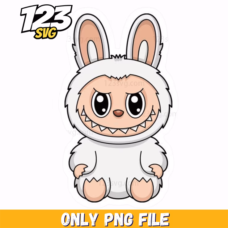 white bunny labubu png, labubu png, labubu white bunny