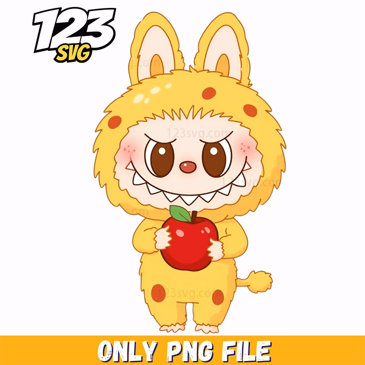 yellow apple labubu png, labubu apple yellow, labubu yellow apple