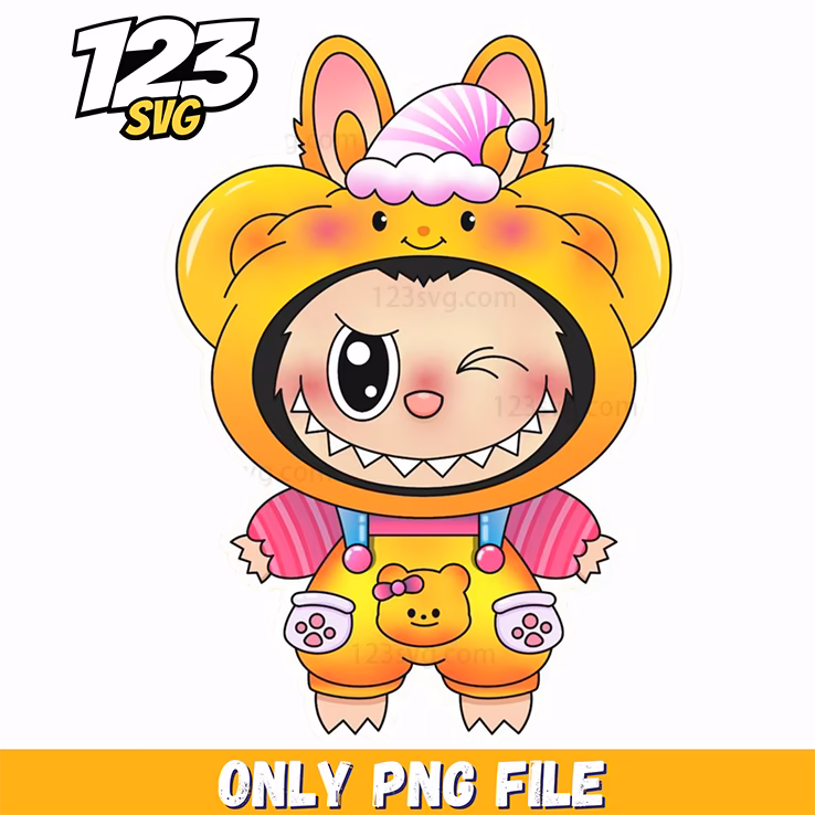 yellow bear labubu png, labubu png, labubu bear png