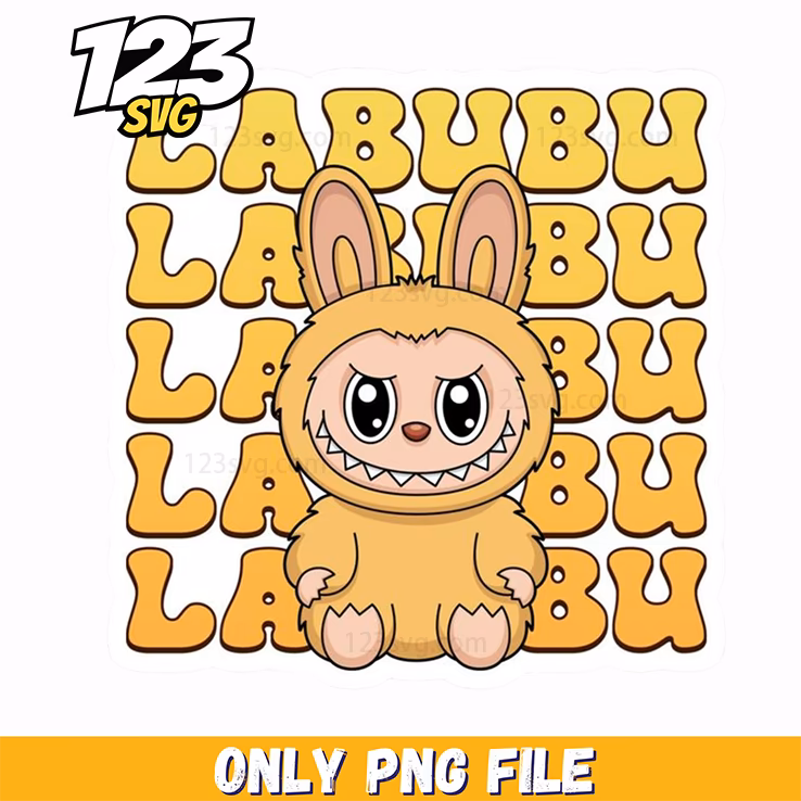 yellow labubu typography png, typography png, labubu typography