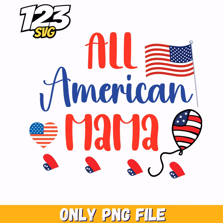 all american mama flag heart balloons png, patriotic mama heart balloons, american flag heart balloons decoration