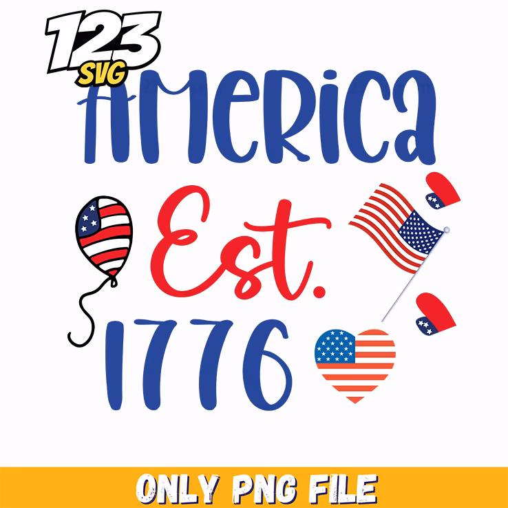 america est 1776 balloons flags heart png, patriotic america balloons, balloons for america day