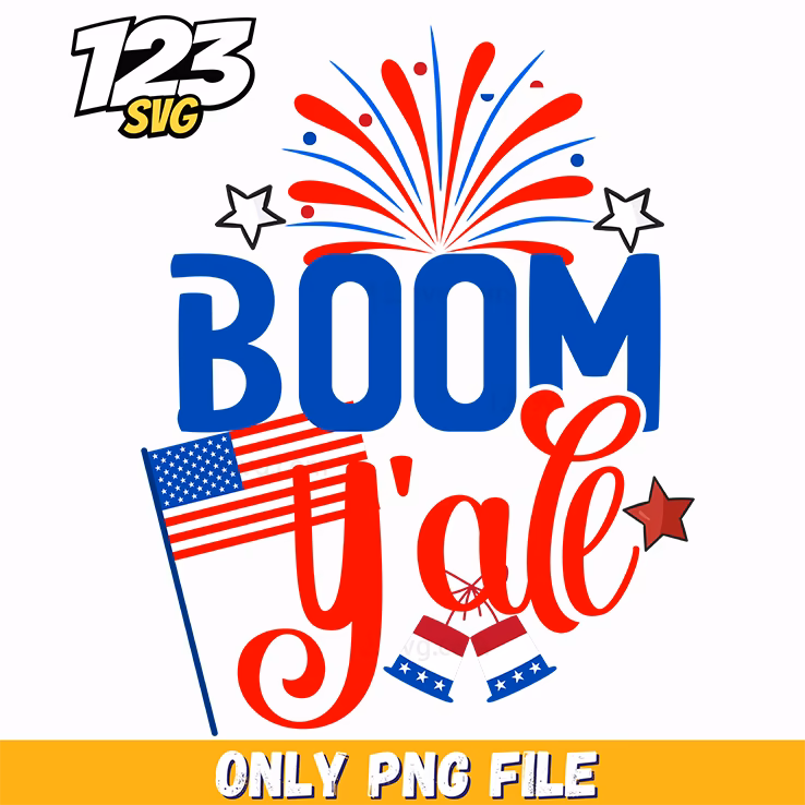 boom yall flag fireworks stars png, happy 4th of july fireworks, usa fireworks and flags