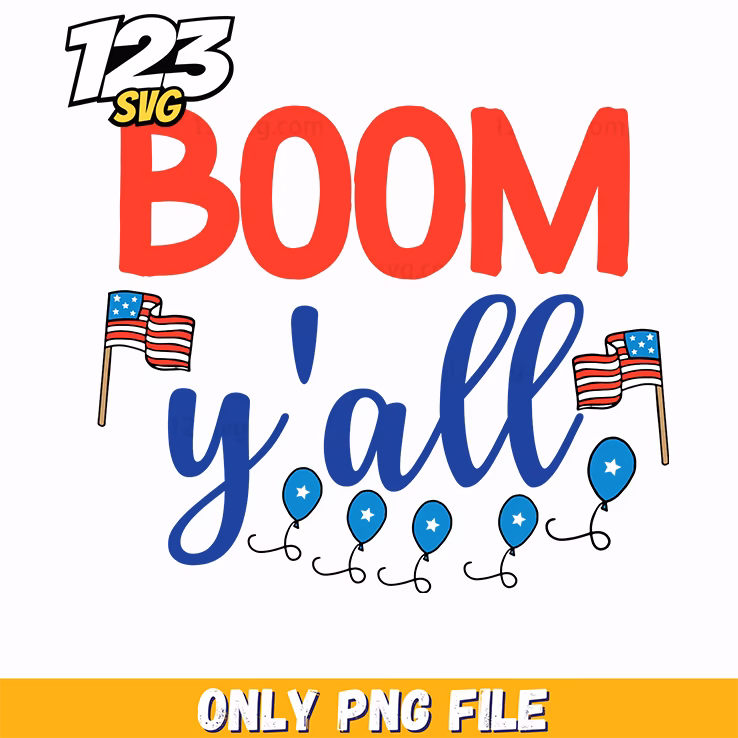 boom yall flags balloons png, patriotic balloons and flags, balloons and flags png