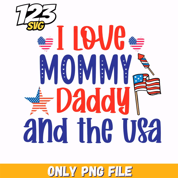 i love mommy daddy and the usa hearts flags stars png, usa hearts flags, mommy daddy usa flag